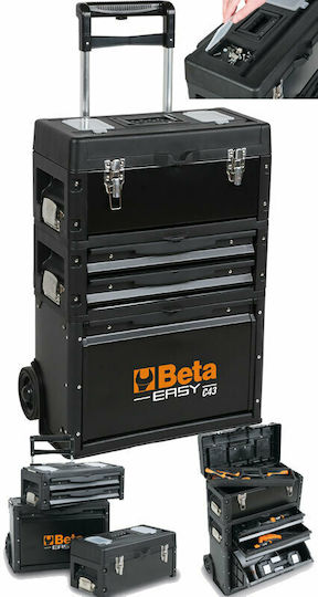 Beta Wheeled Plastic Tool Carrier 3 Slot with Toolbox W72.2xD49.5xH30.6cm C43