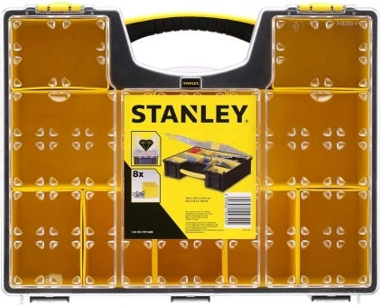 Stanley Tool Compartment Organiser 8 Slot with Removable Box Black 42.3x33.4x10.5cm