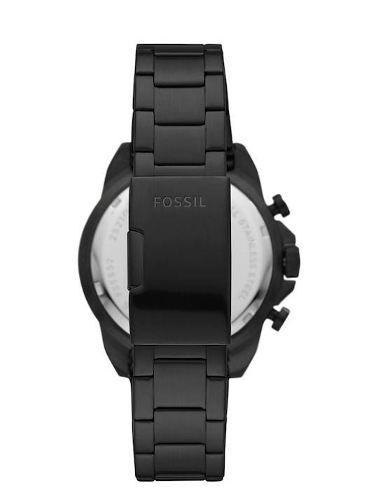 Fossil Ανδρικό Ρολόι 50mm Χρονογράφος Μπαταρίας με Μαύρο Μεταλλικό Μπρασελέ
