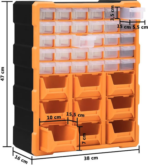 vidaXL Συρταριέρα Εργαλείων Plastic 39 Slot W38xD16xH47cm