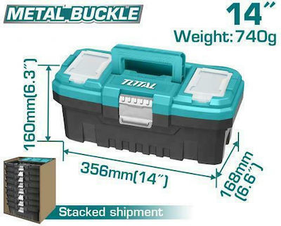 Total Hand Toolbox Plastic with Tray Organiser TPBX0142