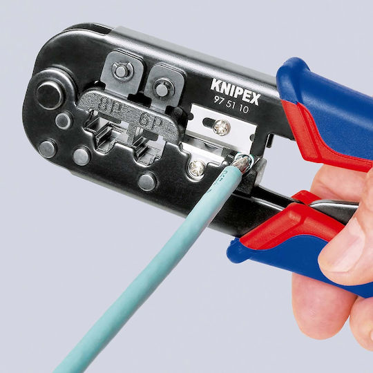Knipex Ethernet Internet Cable Crimping Plier RJ12, RJ11, RJ45 with Cable Cutter & Ratchet Mechanism (Length 190mm)
