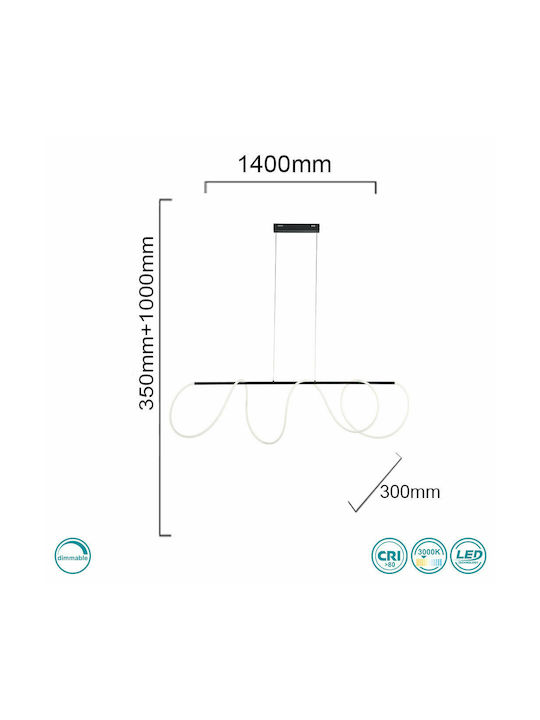 Ondaluce So.Line/Pc-Bianco Pendant Light White Rail 80cm