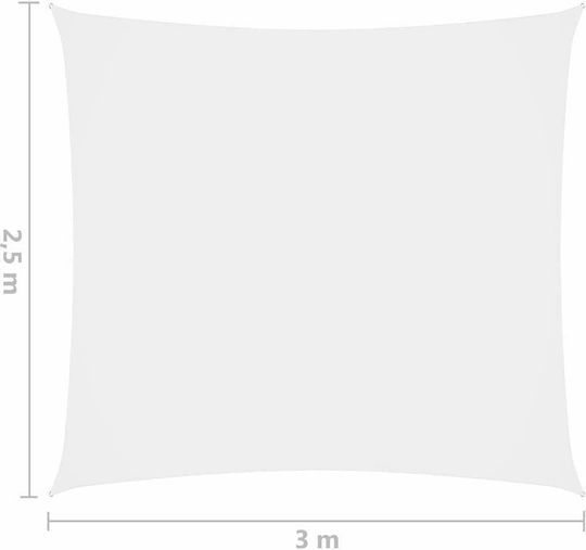 vidaXL Rectangular Shade Sail White With Hoop & with PU Coating 3x2.5m