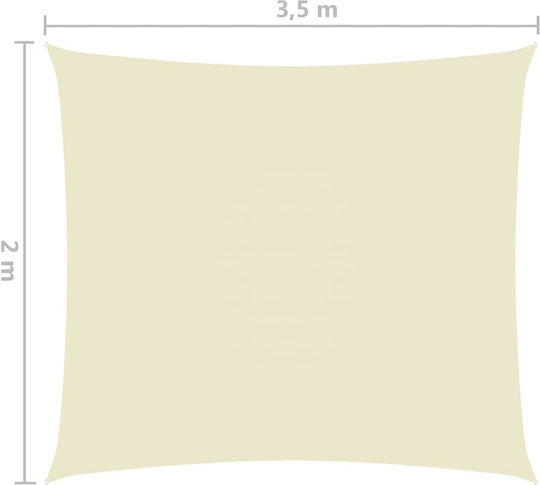 vidaXL Rectangular Shade Sail Ecru With Hoop & with PU Coating 2x3.5m