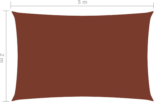 vidaXL Rectangular Shade Sail Orange With Hoop & with PU Coating 2x5m Rectangle made of Oxford fabric