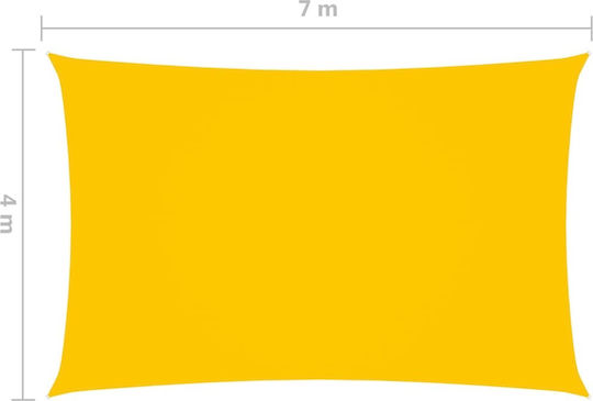 vidaXL Rectangular Shade Sail Yellow With Hoop & with PU Coating 4x7m Rectangle made of Oxford fabric