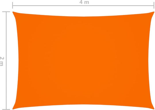 vidaXL Rectangular Shade Sail Orange With Hoop & with PU Coating 2x4m