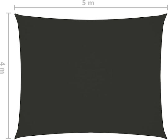 vidaXL Rectangular Shade Sail Gray With Hoop & with PU Coating 4x5m Rectangle made of Oxford fabric