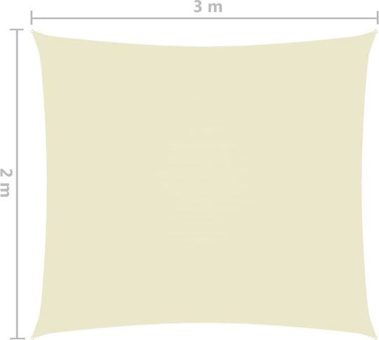 vidaXL Rectangular Shade Sail Ecru With Hoop & with PU Coating 2x3m