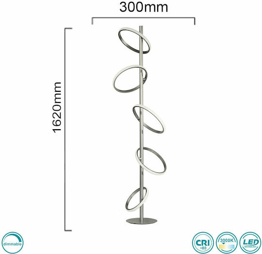 Ondaluce Lampa de podea LED Î162xL30cm. cu Lumină Alb Cald Auriu