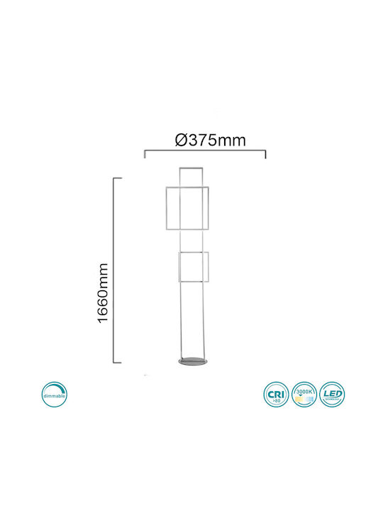 Ondaluce LED Φωτιστικό Δαπέδου Υ166xΜ37.5εκ. με Θερμό Λευκό Φως Ασημί