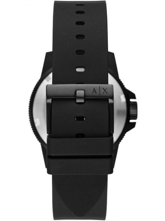 Armani Exchange Leonardo Ceas Barbati 42mm Baterie cu Culoare Neagră Cauciuc curea