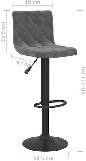 Hocker Bar mit Rückenlehne & Höhenverstellbar Dark Grey 2Stück 40x43x90-111cm