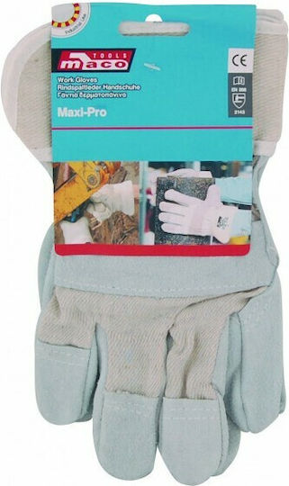 Maco Maxi-Pro Gloves for Work Gray Leather-Cotton 1pcs