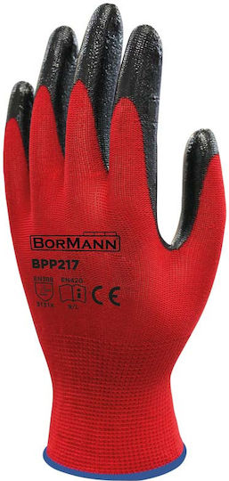 Bormann BPP217 Mănuși de Lucru Roșii Nitril/Poliester 12buc