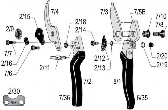 Felco 8 Ψαλίδι Κλαδέματος με Μέγιστη Διάμετρο Κοπής 25mm