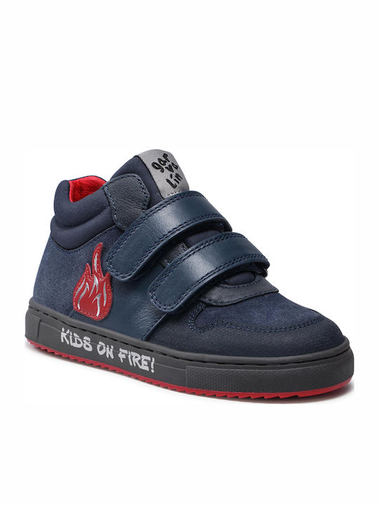 Παιδικά Sneakers High Ανατομικά με Σκρατς Navy Μπλε