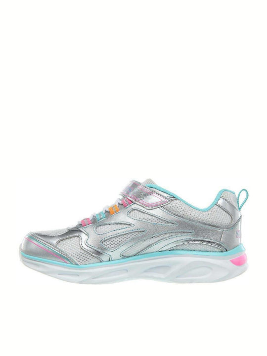 Lighted Bungee & Strap Παιδικά Sneakers με Σκρατς & Φωτάκια Ασημί