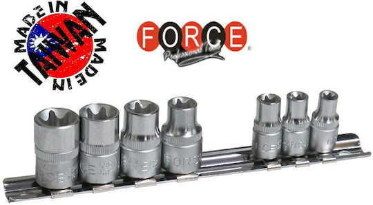 Force Καρυδάκια Torx με Καρέ Υποδοχής 1/4", 3/8" Σετ 7τμχ