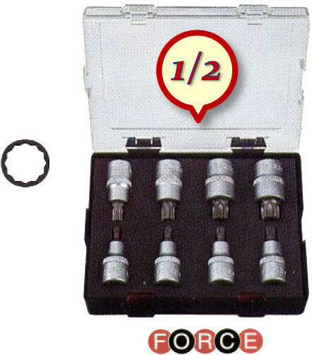 Force Set Καρυδάκια 1/2" Spline Walnut with Spline Head and Socket 1/2'' M10 / M12 / M14 / M16 / M5 / M6 / M8 / M9x55mm 8pcs