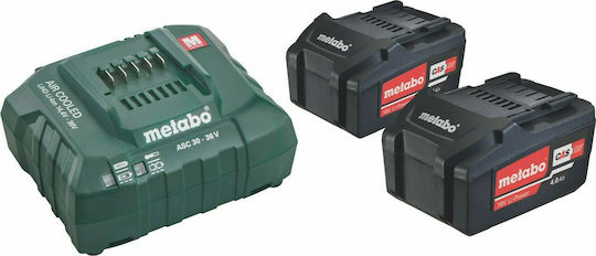 Metabo Σετ 2 Μπαταριών Εργαλείου Λιθίου 18V Χωρητικότητας 5.2Ah με Φορτιστή