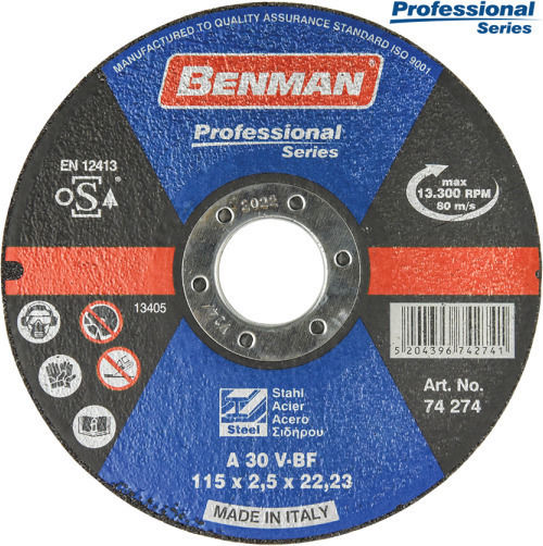 Benman Δίσκος Κοπής Σιδήρου Professional Series 115mm Δίσκος Κοπής Μετάλλου 115mm