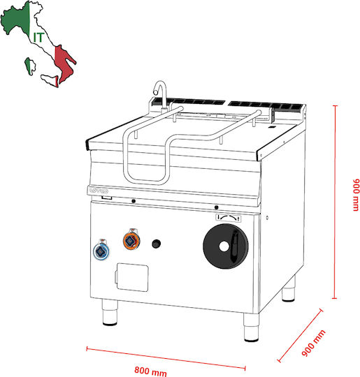 Lotus BR80-98GF/I Tilting Pan Gas Capacity 80lt 80x90x90cm.