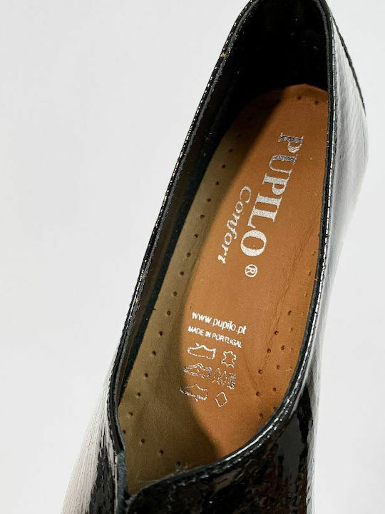 Pupilo Ανατομικά Γυναικεία Slip-On Δερμάτινα Μαύρα