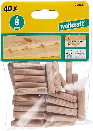 Wolfcraft Wooden Dowels 8x40mm 40pcs 2908000