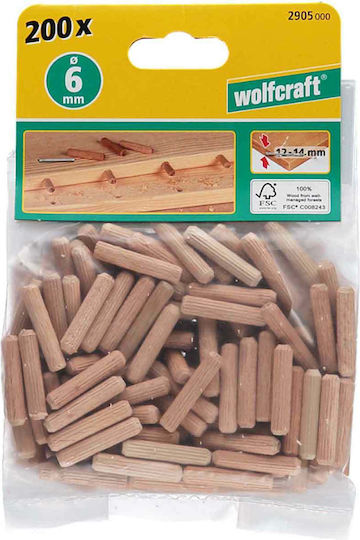 Wolfcraft Wooden Dowels 6x30mm 200pcs 2905000