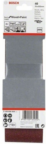 Bosch Tαινία Λείανσης K40 75x533mm Σετ 3τμχ