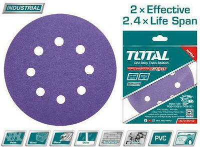 Total Exzenterschleifer Blatt K120 / K180 / K240 / K320 / K400 / K80 mit 8 Löchern 150x150mm Set 10Stück