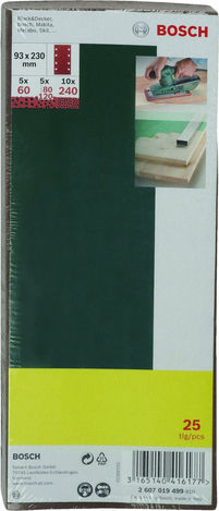 Bosch Palm Sander Sanding Sheet K240 with 8 Holes 93x230mm Set 25pcs