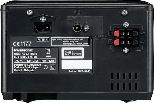 Panasonic Аудиосистема 2 SC-PM250 SC-PM250EG-K 20W с CD / Цифрови медии Player и Bluetooth Черен