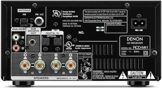 Denon Soundsystem 2 D-M41 D-M41SPCWE2 60W mit CD / Digitale Medien Player und Bluetooth Silber