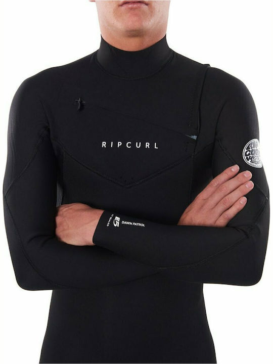 Rip Curl Мъжки Dawn Patrol Chest Zip Wetsuit Гащеризон Водолазен Костюм с Цип Черен 5мм