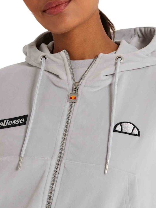 Kirsten Cropped Women's Sweatshirt Jacket Velvet Hooded Gray