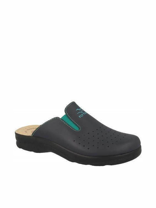 Fly Flot Damen Leder Anatomisch Holzschuhe Weiß