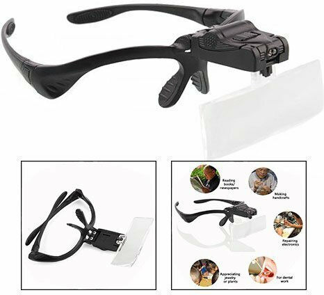 Tele Safety Glasses with Magnification with Transparent Lenses and LED Light 1pcs