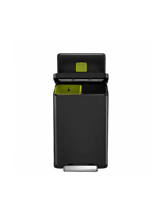 Eko X-Cube VB 936840 Κάδος Ανακύκλωσης από Ανοξείδωτο Ατσάλι με Πεντάλ Μαύρος 40lt