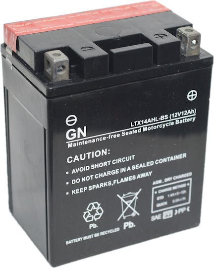 GN Motorradbatterie YTX14AHL-BS mit Kapazität 12Ah