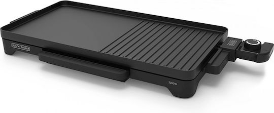Black & Decker Griddle Tabletop Electric Grill Smooth and Ribbed Plate 2200W with Adjustable Thermostat 49cmx27cmcm