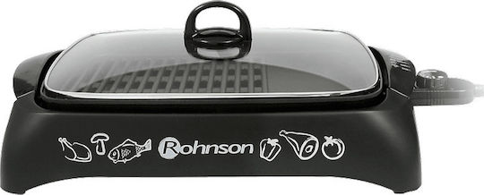Rohnson Tabletop Electric Grill Grill and Smooth Plate 2200W with Lid and Adjustable Thermostat 40cmx30cmcm