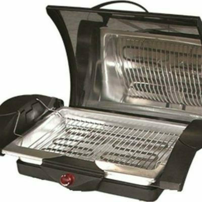 Serton Tabletop Electric Grill Grill 2000W Inox with Lid and Adjustable Thermostat 37.5cmx24cmcm