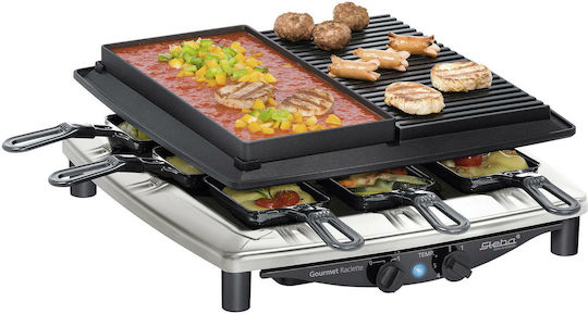 Steba RC 4 Plus Deluxe Tischplatte Elektrogrill Raclette Glatte und Geriffelte Platte 1450W mit einstellbarem Thermostat 39cmx37cmcm