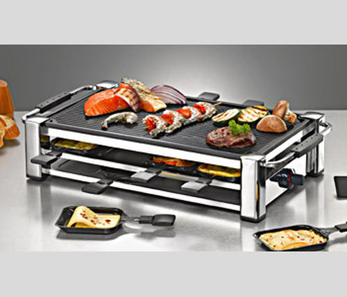 Rommelsbacher Tischplatte Elektrogrill Raclette Geriffelte Platte 1500W mit einstellbarem Thermostat