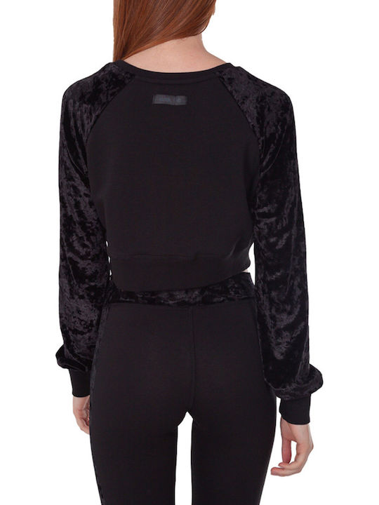 Cropped Women's Sweatshirt Velvet Black