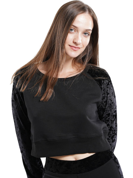Cropped Women's Sweatshirt Velvet Black