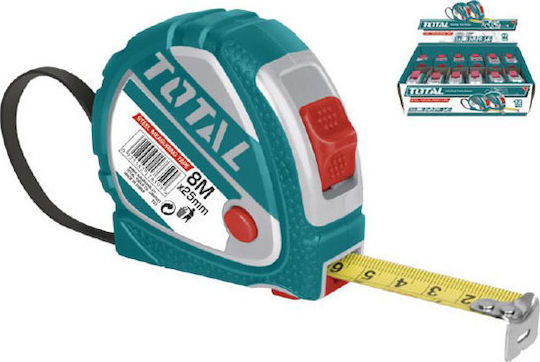 Total Tape Measure with Auto-Rewind 25mm x 8m